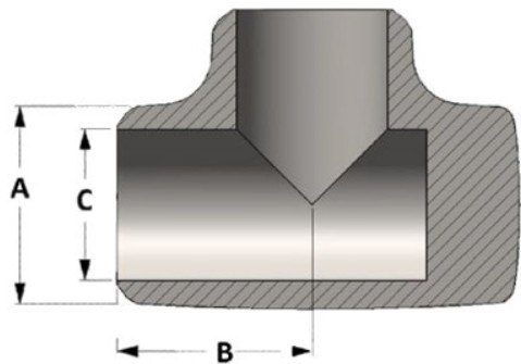 Nahtloses Kolben-Schweißens-Kissen-T-Stück 8" X8“ SCH-80S Hastelloy C22 ASME B16.9 Fitting