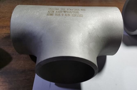 Nahtloses Kolben-Schweißens-gerades T-Stück 3" * 3" SCH-XS ASTM A403-WP316/316L ASME B16.9