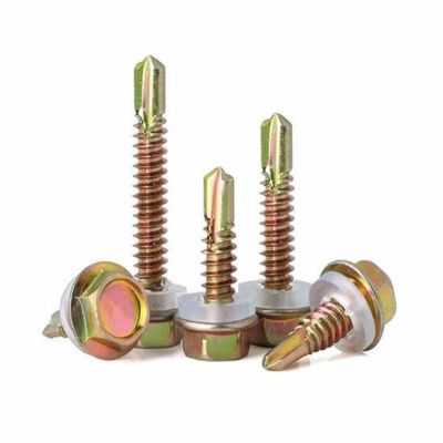 Gelbe Hexen-verzinkte Selbstbohrschrauben mit runder Dichtung